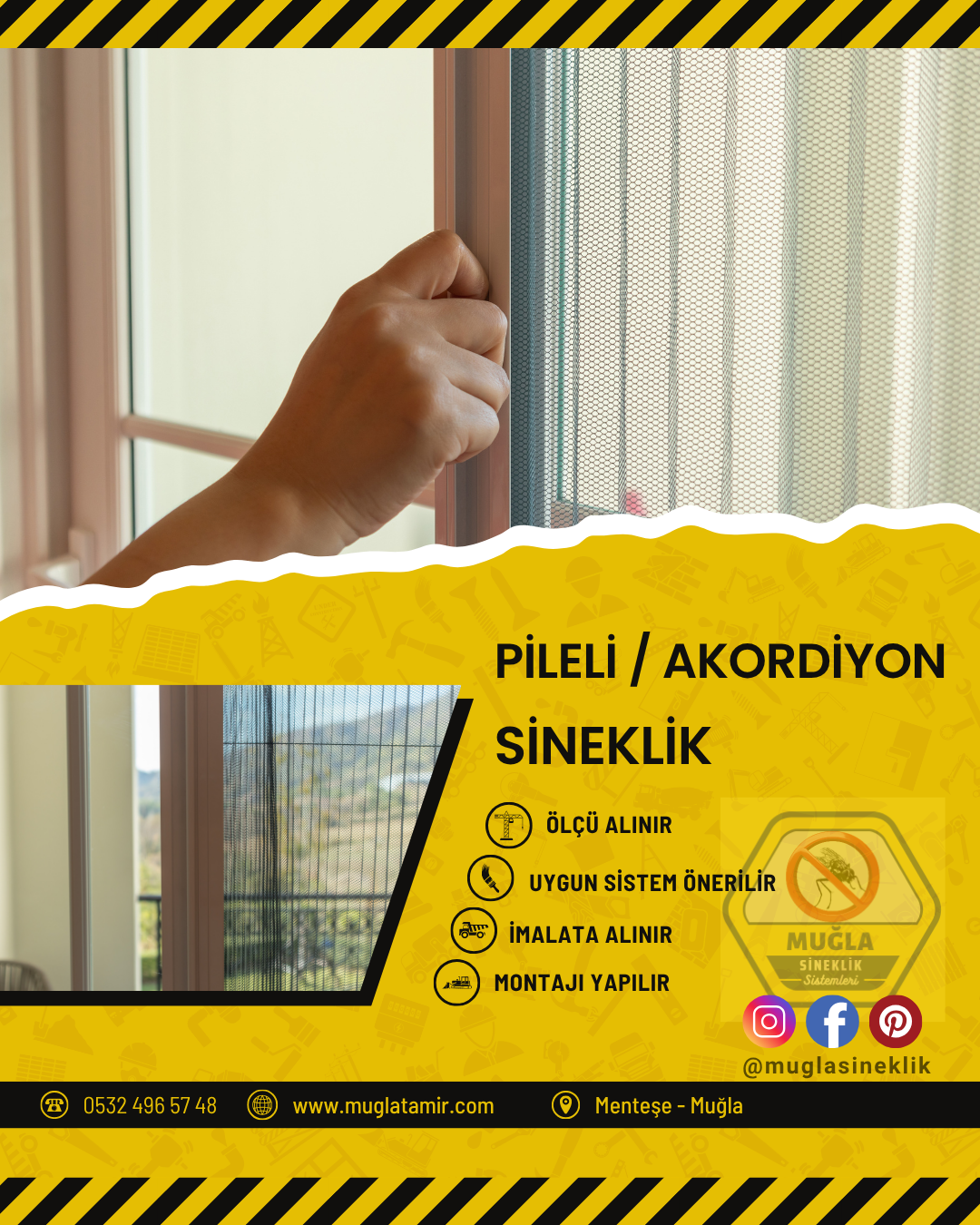 Menteşe Muğla'da plise sineklik montajı yapan servis